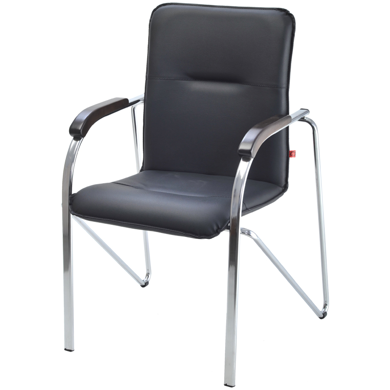 Стул Фабрикант "Самба", каркас металл хром, обивка кожзам черный BOX2