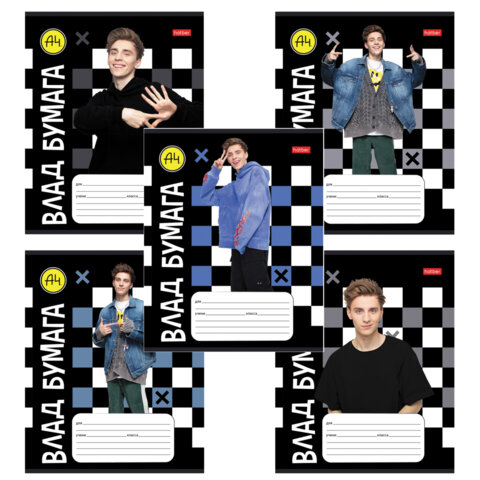 Тетрадь 18л. HATBER клетка, обложка картон, Влад А4 (микс в спайке), 18Т5В1