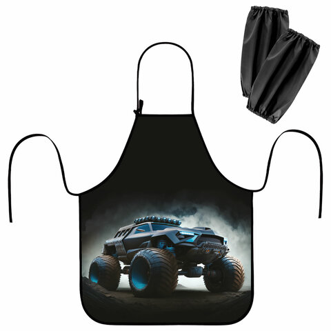 Фартук с нарукавниками для уроков труда ЮНЛАНДИЯ, регулировка по росту, 46х54 см, "Space driver", 273634