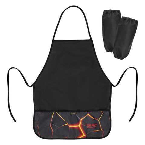 Фартук с нарукавниками для уроков труда BRAUBERG, 3 кармана, 46x54 см, "Keep out", 273758