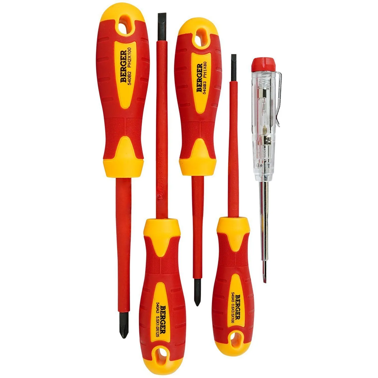 Набор отверток диэлектрических до 1000V 5 предметов BERGER BG1065