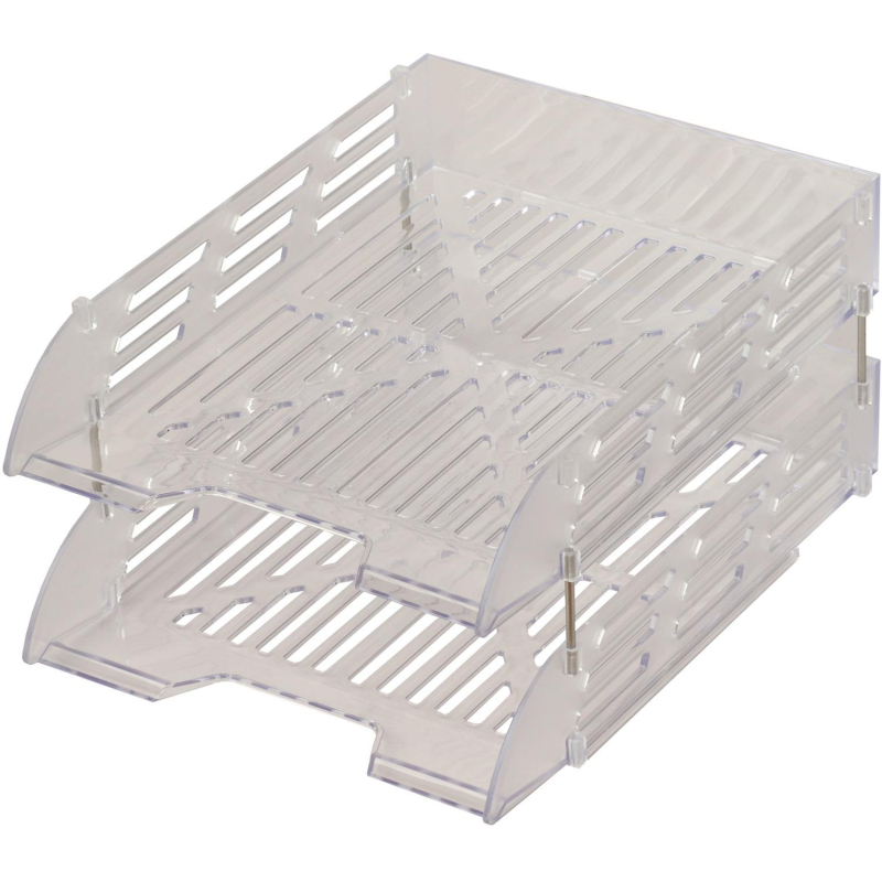 Лоток горизонтальный для бумаг Attache 2шт/наб на металл стерж прозрачный