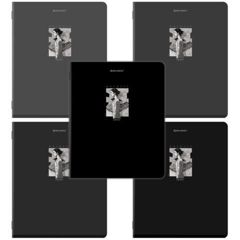 Тетради ДЭК А5 48 л. КОМПЛЕКТ 5 шт. BRAUBERG, скоба, клетка, SoftTouch, "PURPOSE", 404914