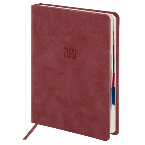 Ежедневник датированный 2026 B6 125х173 мм, GALANT "Vivid", под кожу, красный, 117413