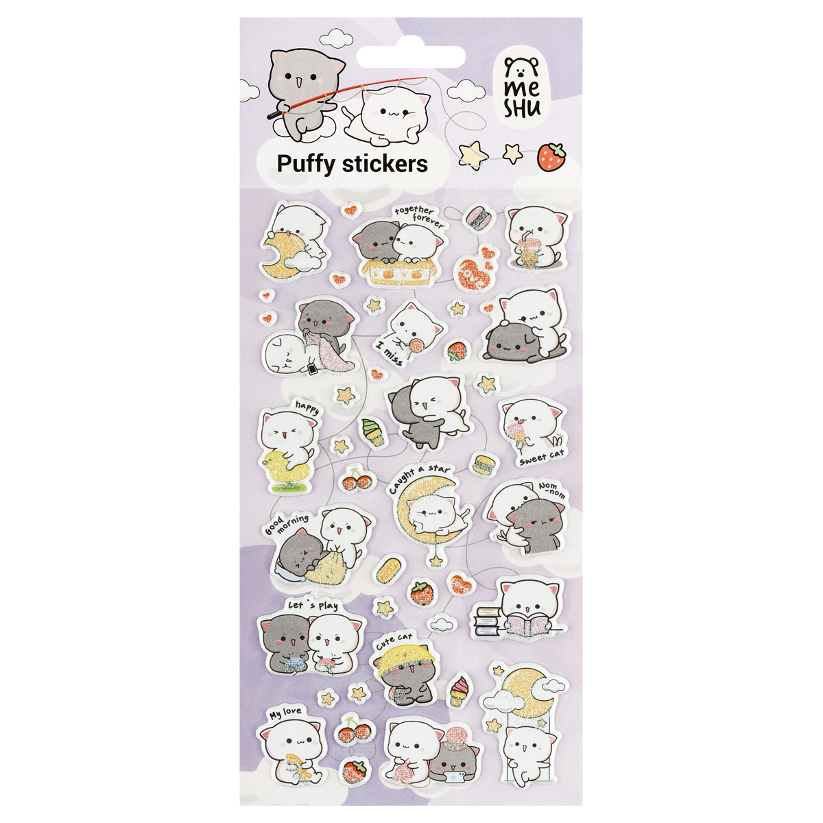 Наклейки объемные MESHU "Cute kittens", 10*23см, пакет европодвес