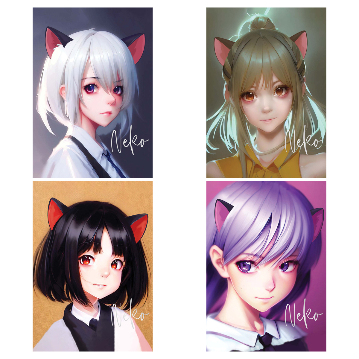 Тетрадь 40л., клетка MESHU "Neko", матовая ламинация, тиснение фольгой, ЕВРО