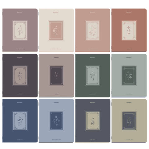 Тетради предметные, КОМПЛЕКТ 12 ПРЕДМЕТОВ, 48 л., рельефный картон, BRAUBERG, "ВИНТАЖ", 405603