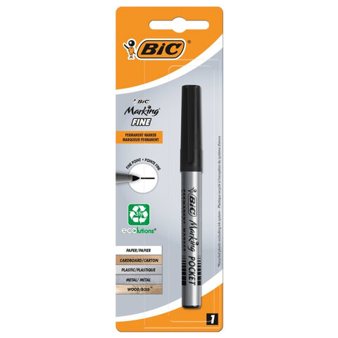 Маркер перманентный BIC Marking Fine ECOlutions, ЧЕРНЫЙ, 1,1 мм, блистер, 8755921