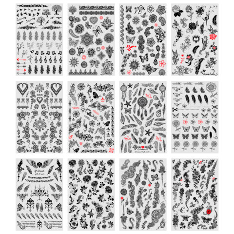 Наклейки-тату переводные "Ассорти", 29х15,5 см, ассорти 12 видов, FUNSTER (ФАНСТЕР), 666106