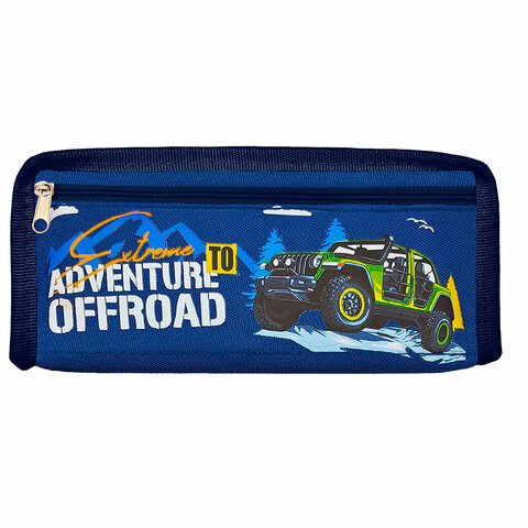 Пенал ЮНЛАНДИЯ ЮНИОР, 2 отделения, полиэстер, "Offroad", 21х8х6 см, 273813