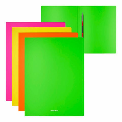 Папка с металлическим скоросшивателем ERICH KRAUSE "Matt Neon", 17 мм, до 150 листов, ассорти 0,6 мм, 50131
