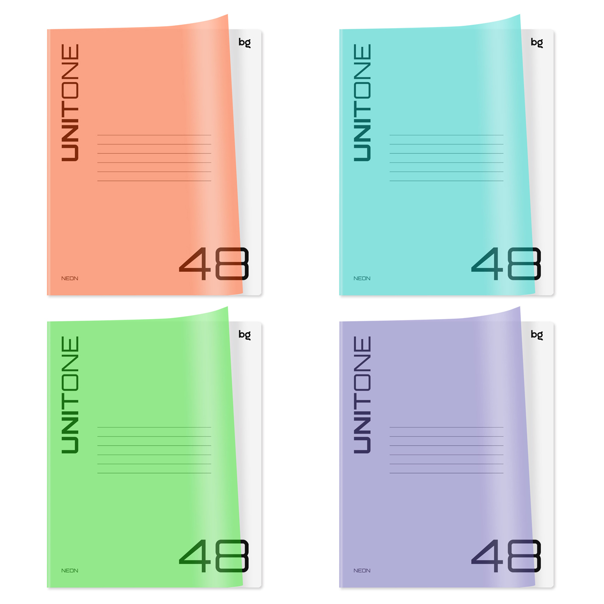 Тетрадь 48л., линия BG "UniTone. Mix", пластиковая обложка