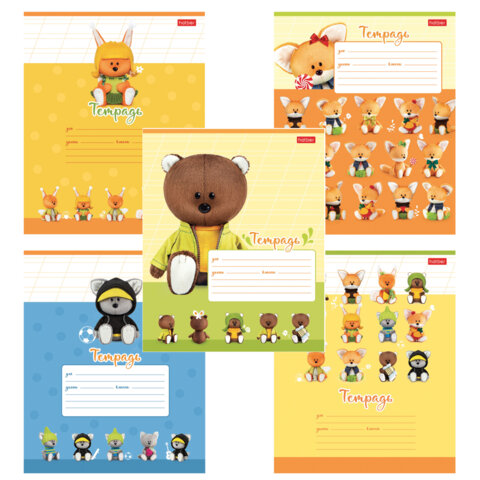 Тетрадь 12л. HATBER косая линия, обложка картон, ЛЕСЯТА (микс в спайке), 12Т5В6