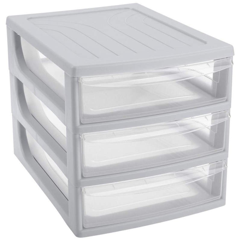 Бокс органайзер А4 260х368х265мм 3выдвижных отд, светло-серый 433223930