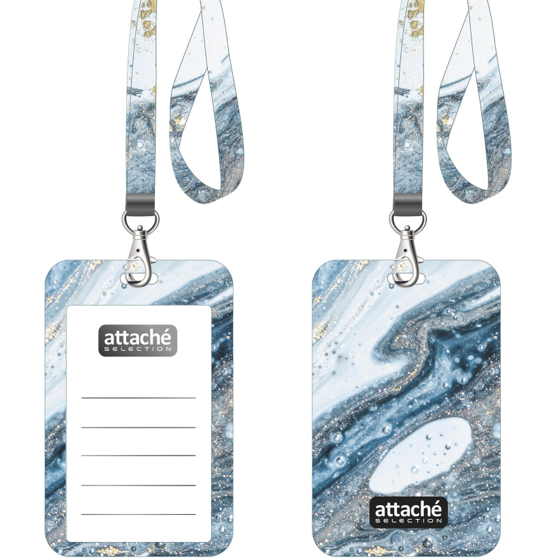 Бейдж с тесьмой Attache Selection 110x68мм вертикальный Fluid