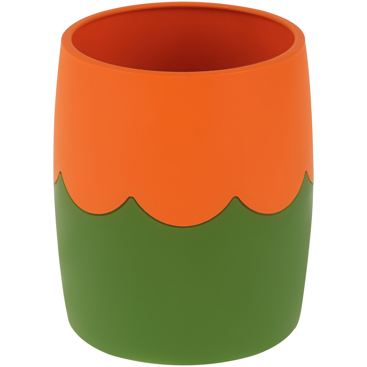 Подставка-стакан СТАММ, пластик, круглый, двухцветный зелено-оранжевый