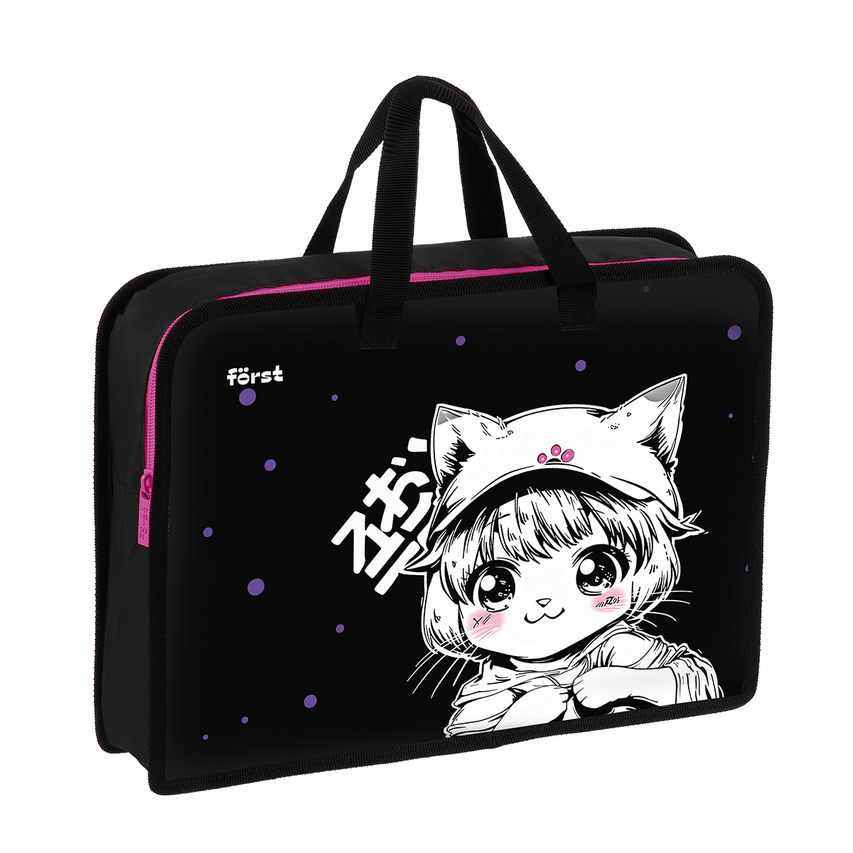 Папка с ручками 1 отделение, А4 Först "Plush Dream", 340*245*75мм, пластик, на молнии