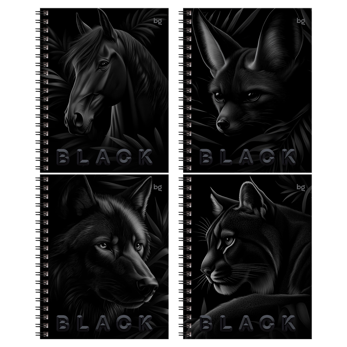 Тетрадь 48л., А5, клетка на гребне BG "Just Black", soft-touch ламинация, выб.лак