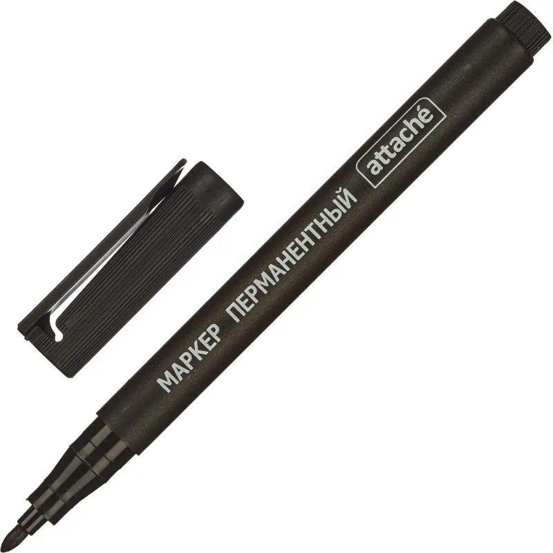 Маркер перманентный ATTACHE черный 1 мм. 10 шт/уп (867249)
