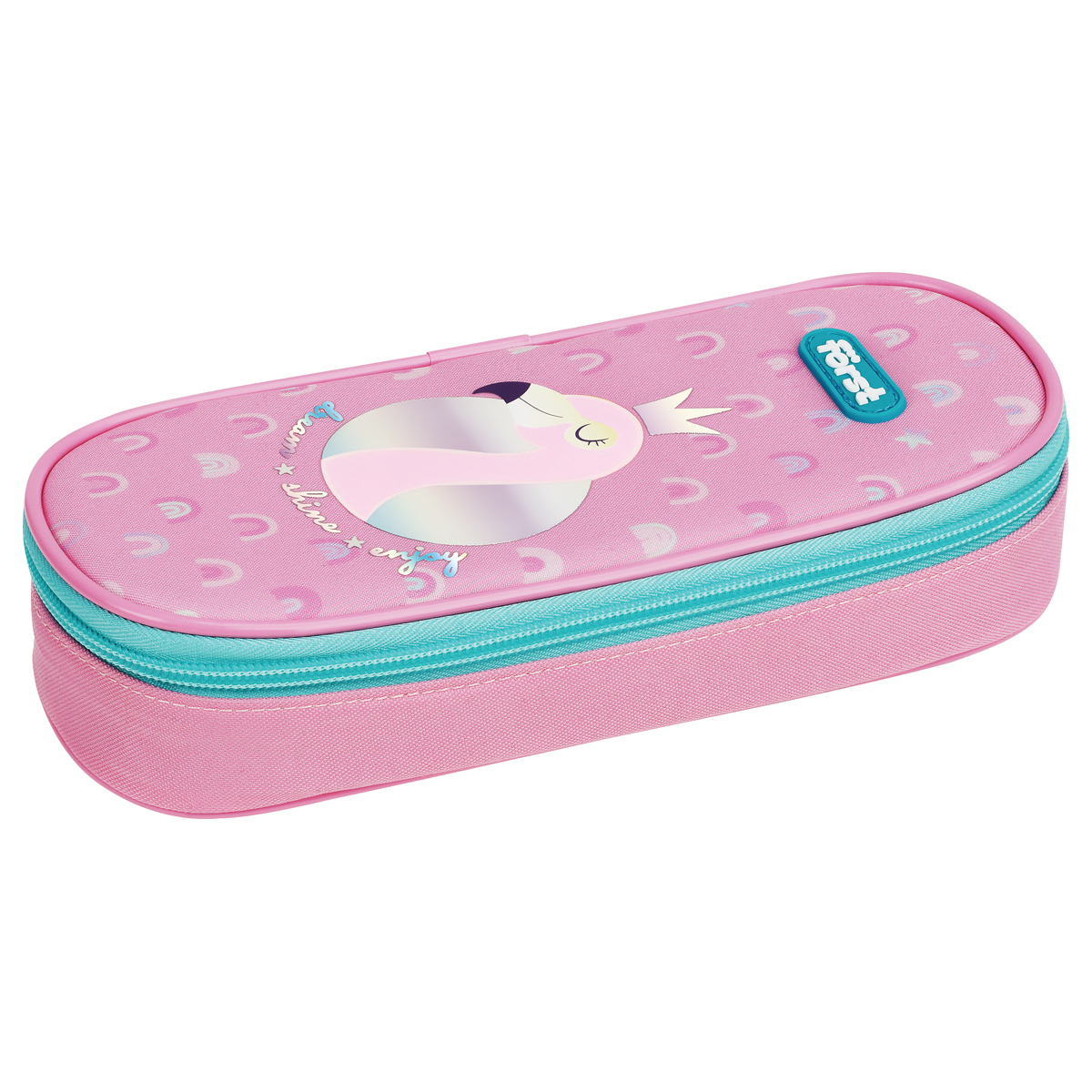 Пенал корпусный Först "Shiny flamingo", 220*90*45мм, 1 отделение, полиэстер