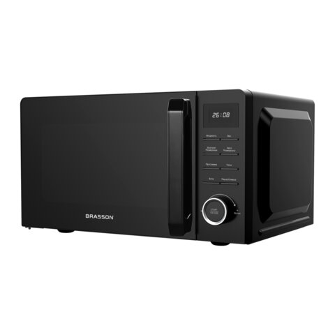 Микроволновая печь BRASSON MW2070D-8BL, 20л, 700 Вт, таймер, 8 АВТО ПРОГРАММ, дисплей, защита от детей, черная, 454979
