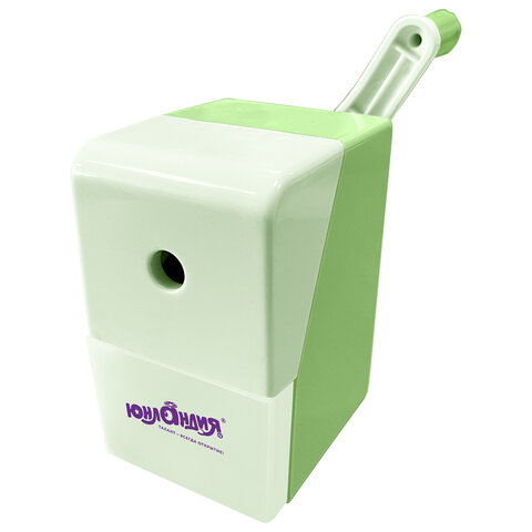 Точилка механическая ЮНЛАНДИЯ "Cosmos", для чернографитных и цветных карандашей, корпус зелёный, 272000