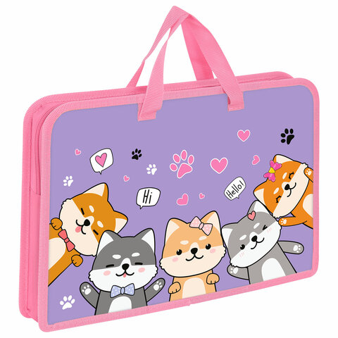 Папка на молнии с ручками ЮНЛАНДИЯ А4, 1 отделение, пластик, ширина 45 мм, "Best fellows", 273356