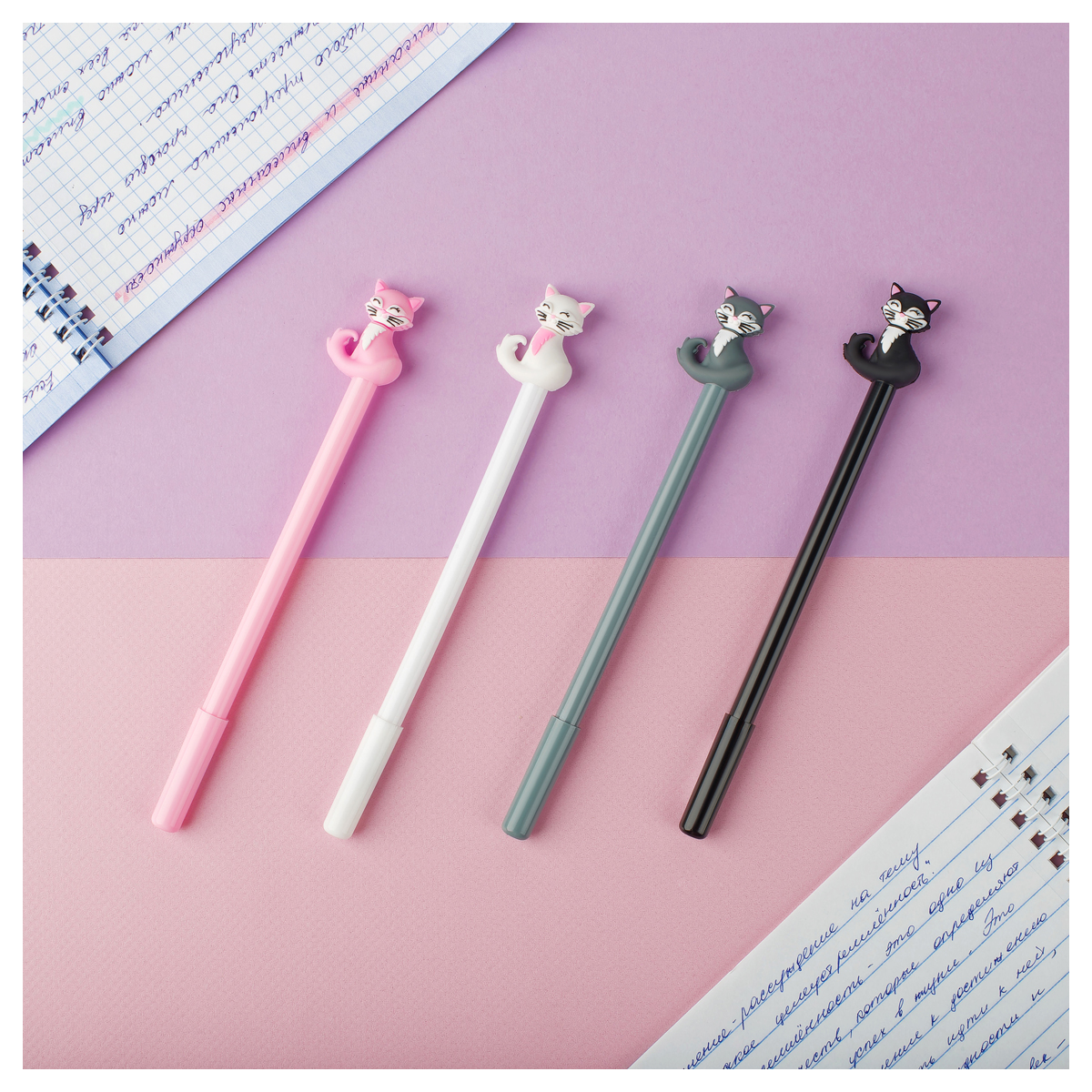 Ручка шариковая MESHU "Purr" синяя, 0,7мм, корпус ассорти