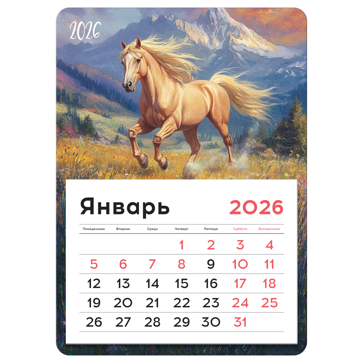 Календарь отрывной на магните, 130*180 мм склейка BG "Свободный дух", 2026г.