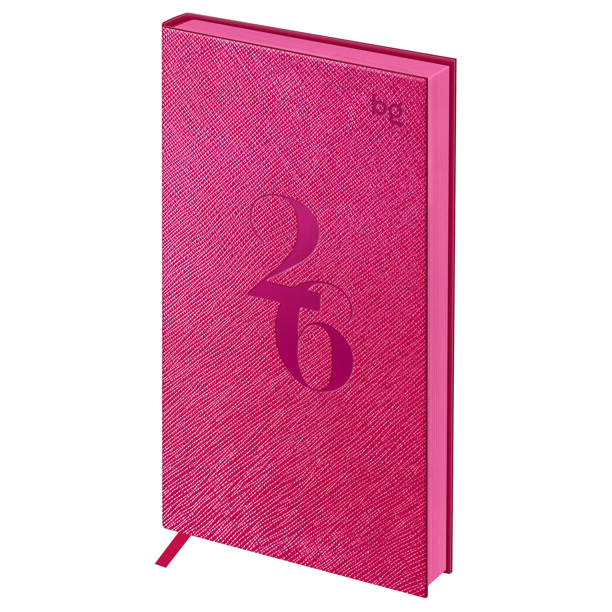Еженедельник датированный 2026г., 90*165, 64л., мягкий переплет, кожзам, BG "Shine. Magenta", фуксия, цветной срез