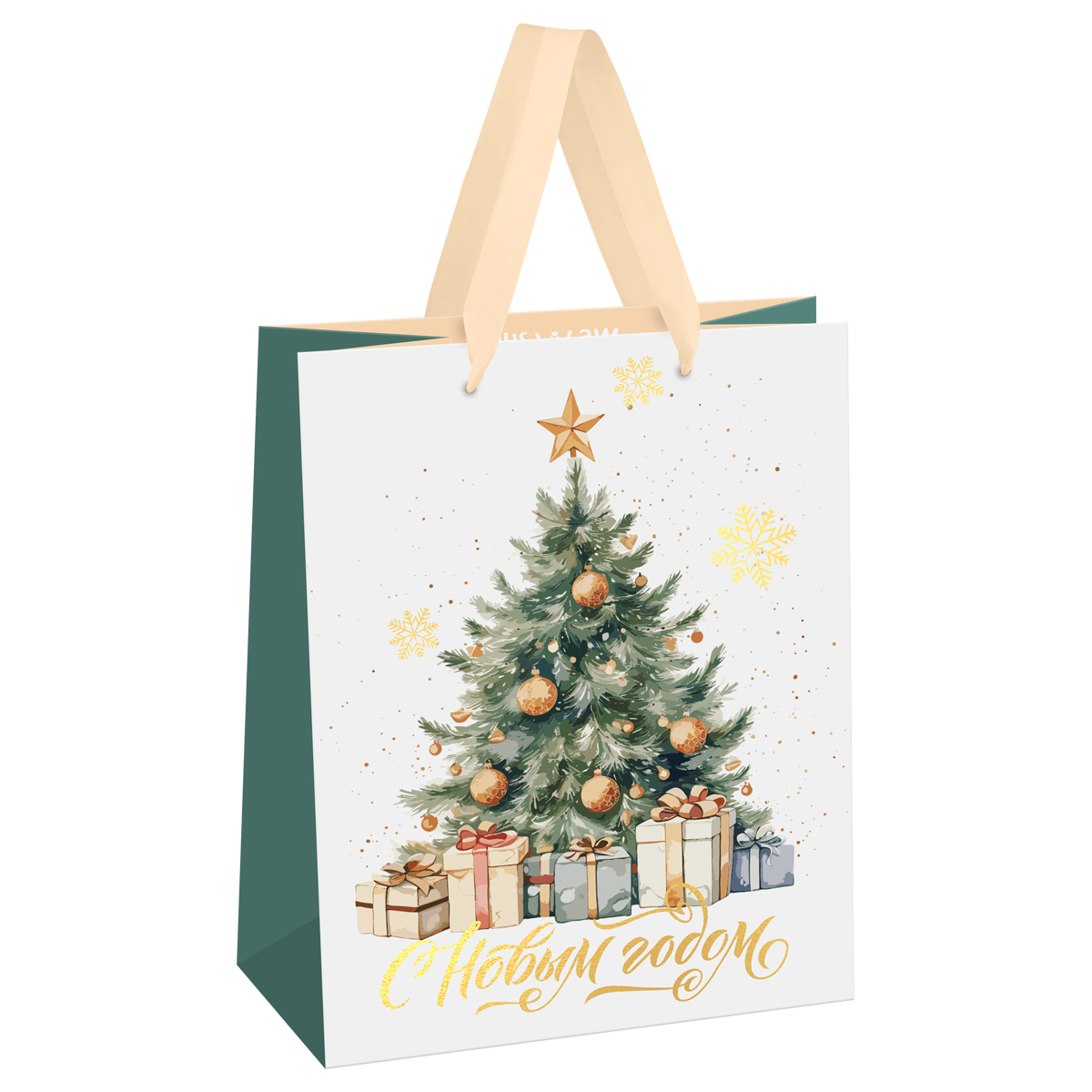 Пакет подарочный 18*23*10см MESHU "Christmas mood", фольга,   матовая ламинация