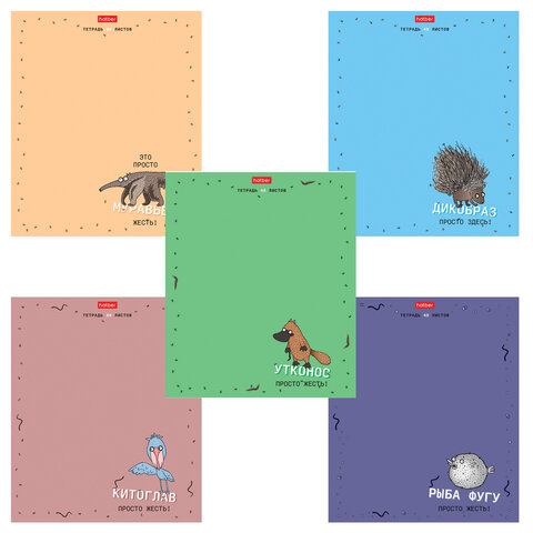 Тетрадь А5, 48 л., HATBER скоба, клетка, матовая ламинация, "Необычные герои" (микс в спайке), 48Т5лтВ1