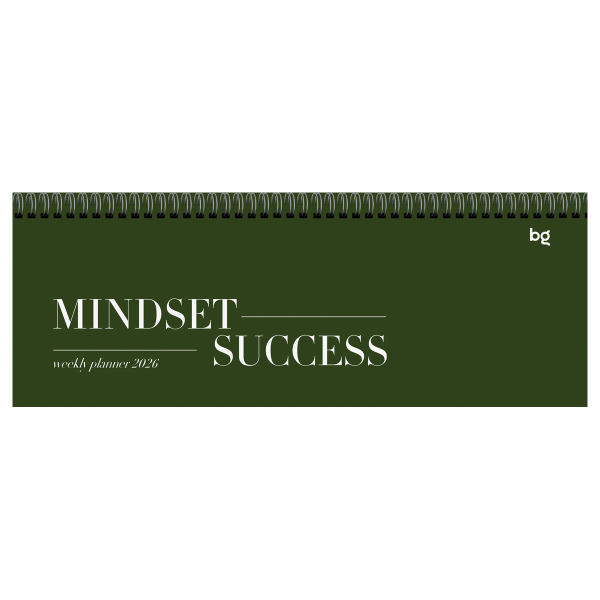 Планинг датированный 2026г., 64л., 285*100мм, картон, BG "Mindset", хаки, отд.фольгой, на гребне