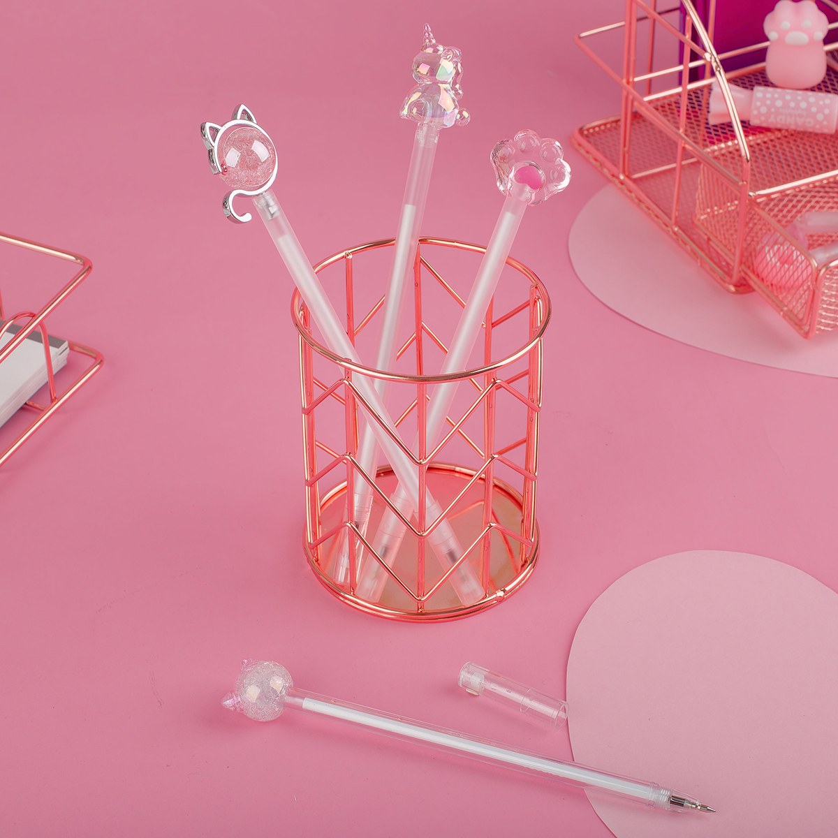 УЦЕНКА - Подставка-стакан для канцелярских принадлежностей MESHU "Rose Gold" круглая, металл