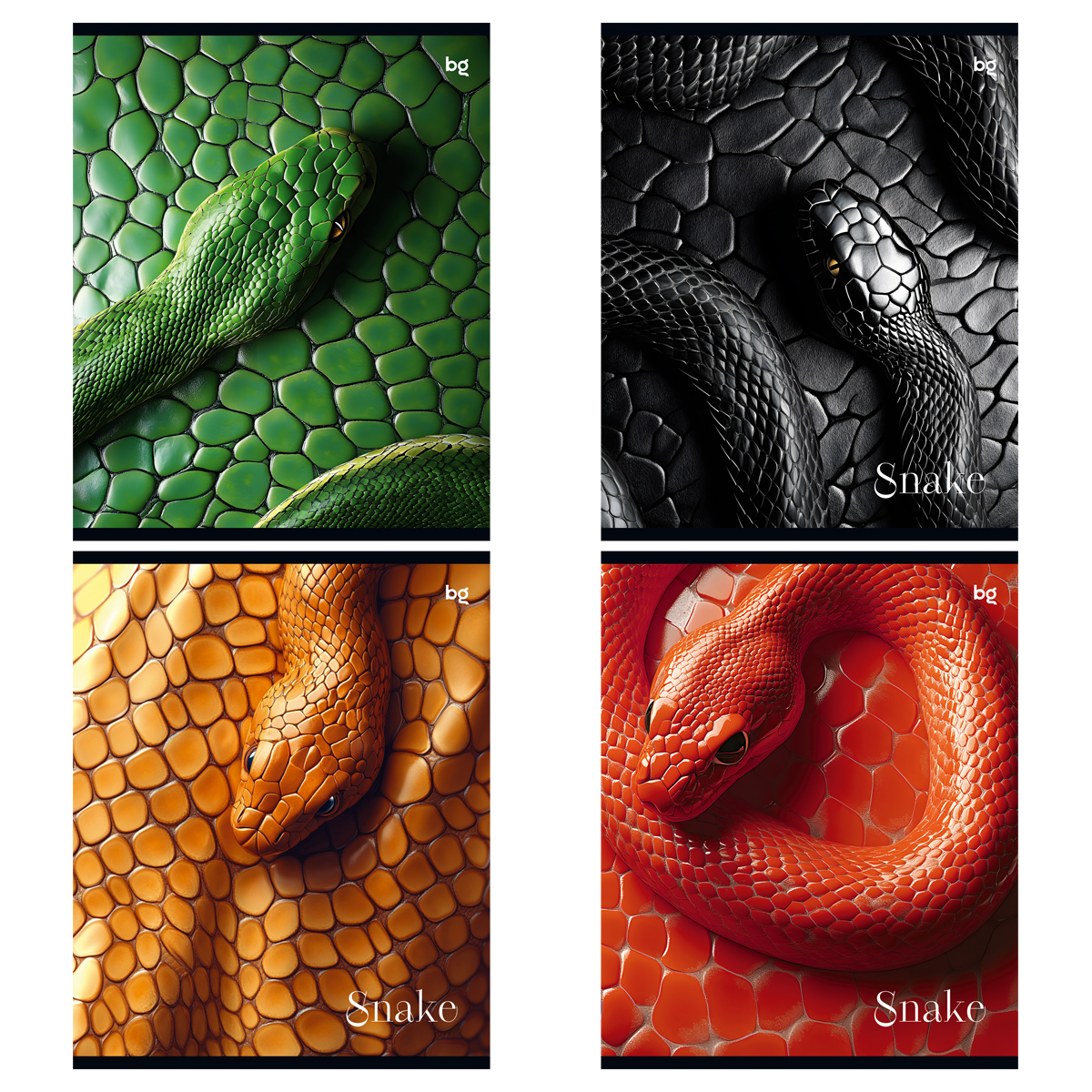 Тетрадь 48л., А5, клетка BG "Snake", выб.лак