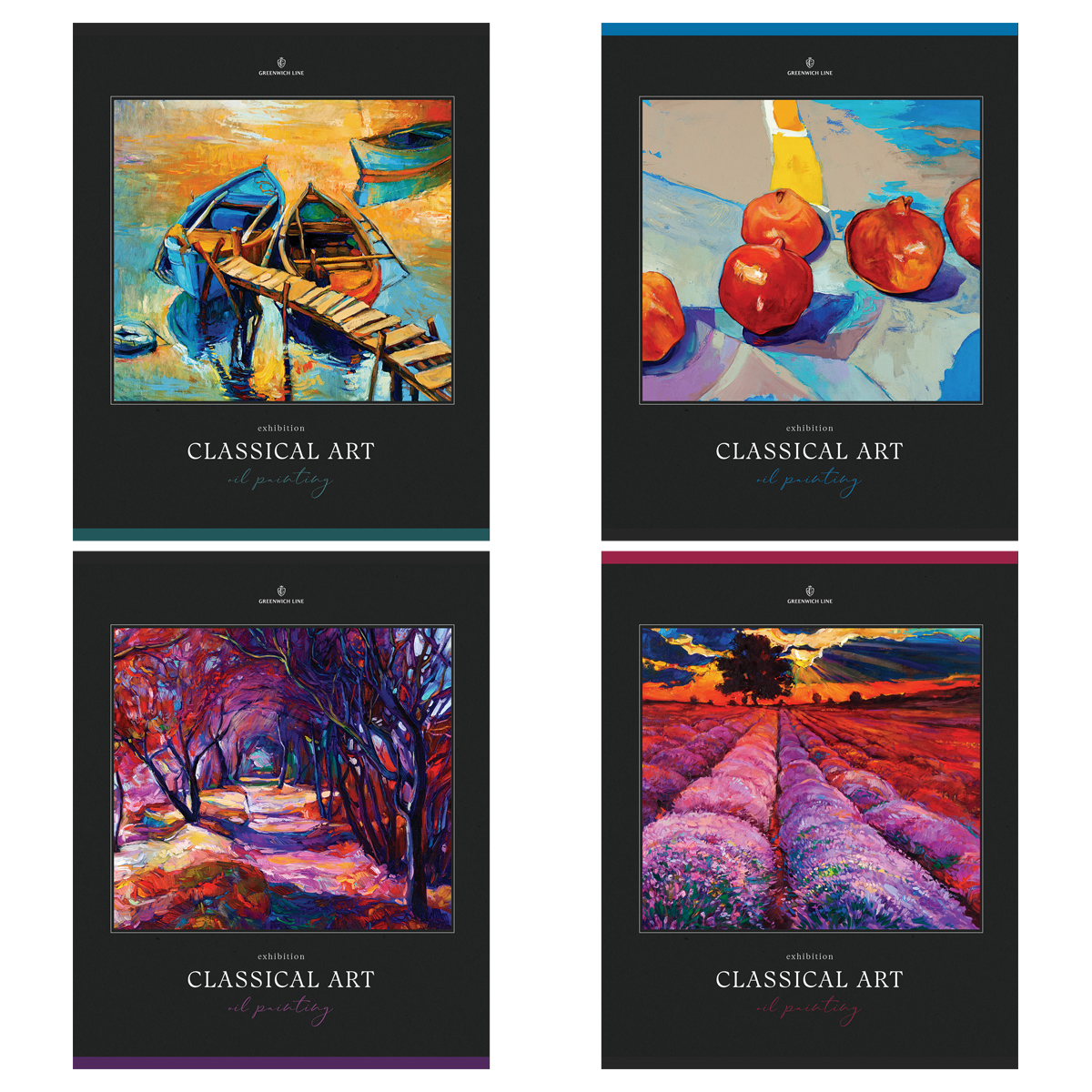 Тетрадь 80л., А5, клетка Greenwich Line "Classical art",  глянцевая ламинация, sandy-touch лак,  70г/м2