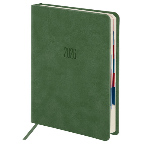 Ежедневник датированный 2026 B6 125х173 мм, GALANT "Vivid", под кожу, зеленый, 117409