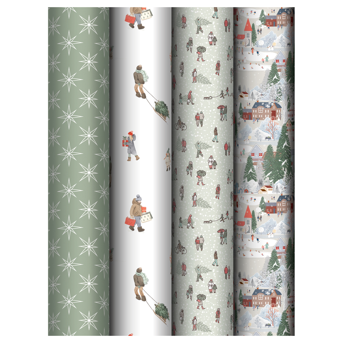 Упаковочная бумага глянц. 70*100см, MESHU "Winter time", 80г/м2, ассорти 5 дизайнов