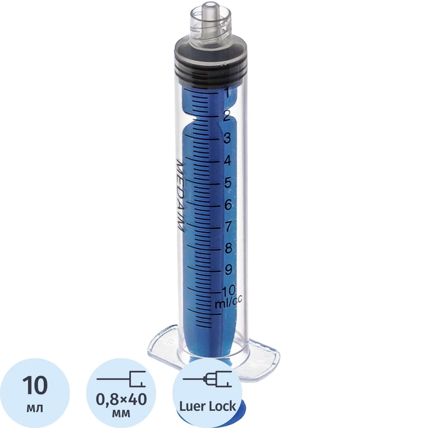Шприц 3-комп. однораз. 10мл LL 21G(0,8х40) прил. 100шт/уп MedAim