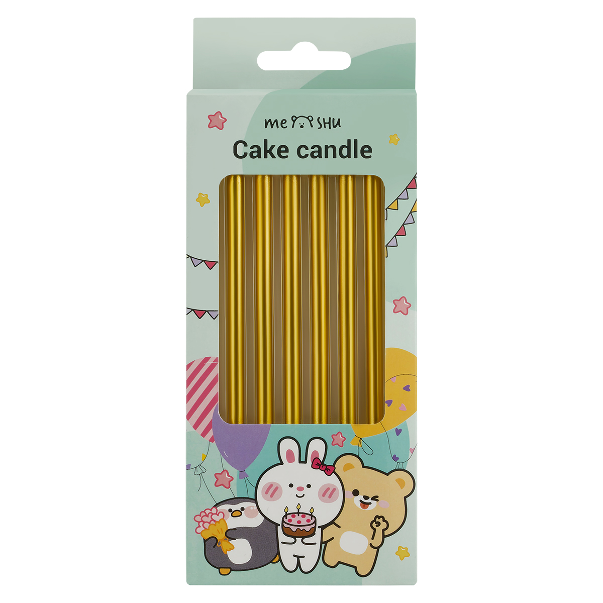 Свечи для торта с держателями MESHU "Straight gold", 10см, 6шт