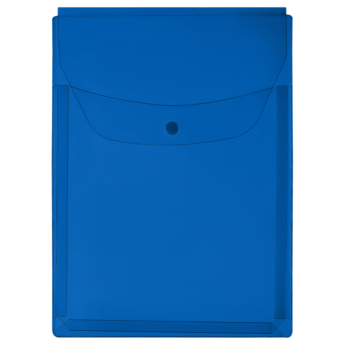 Папка-конверт на кнопке OfficeSpace А4, ПВХ, 180мкм, вертикальная, расширяющаяся до 250л., цветная, синяя