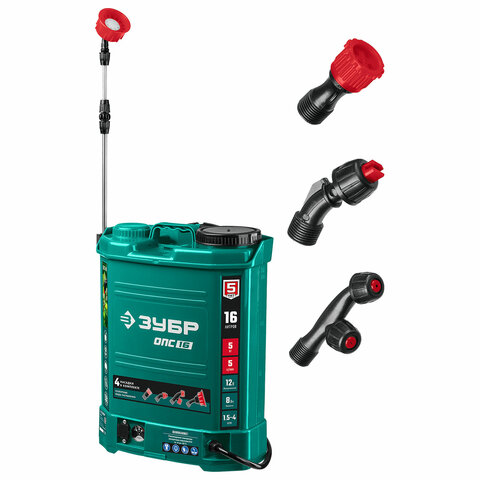 Опрыскиватель аккумуляторный ЗУБР ОПС-16, 16 л бак, 5 л/мин, 12В, 8 Ач, ОПС-16