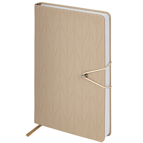Ежедневник недатированный А5 138х213мм BRAUBERG Braided, под кожу, гвоздик 160л, бежевый, 116598