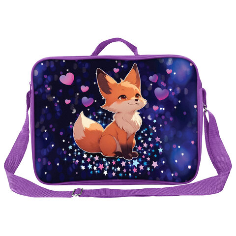 Папка на молнии с ручками BRAUBERG KIDS А4, 1 отделение, регулируемый плечевой ремень, 60 мм, "Fairy fox", 273317