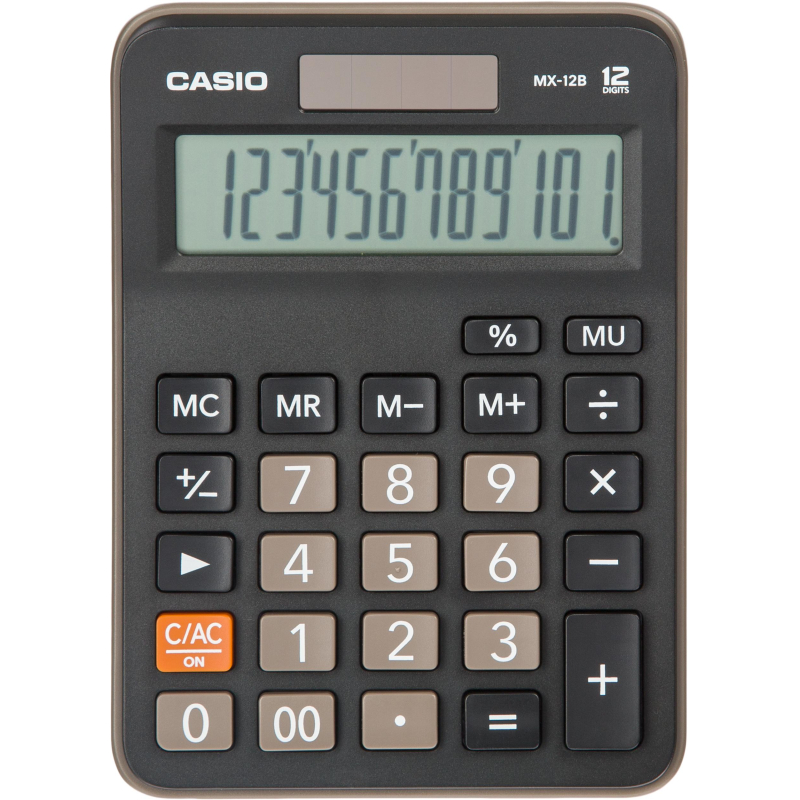 Калькулятор настольный КОМПАКТНЫЙ CASIO MX-12B, 12 разр, черный