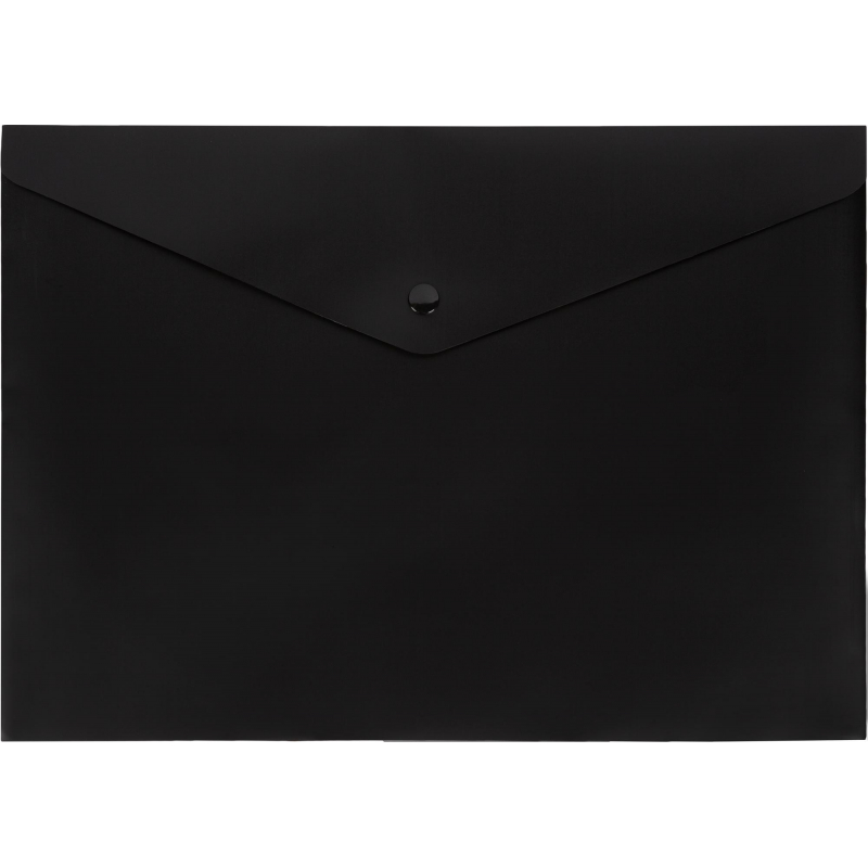 Папка-конверт на кнопке Attache А4, пл 180 мкм, 10шт/уп, черная непрозр