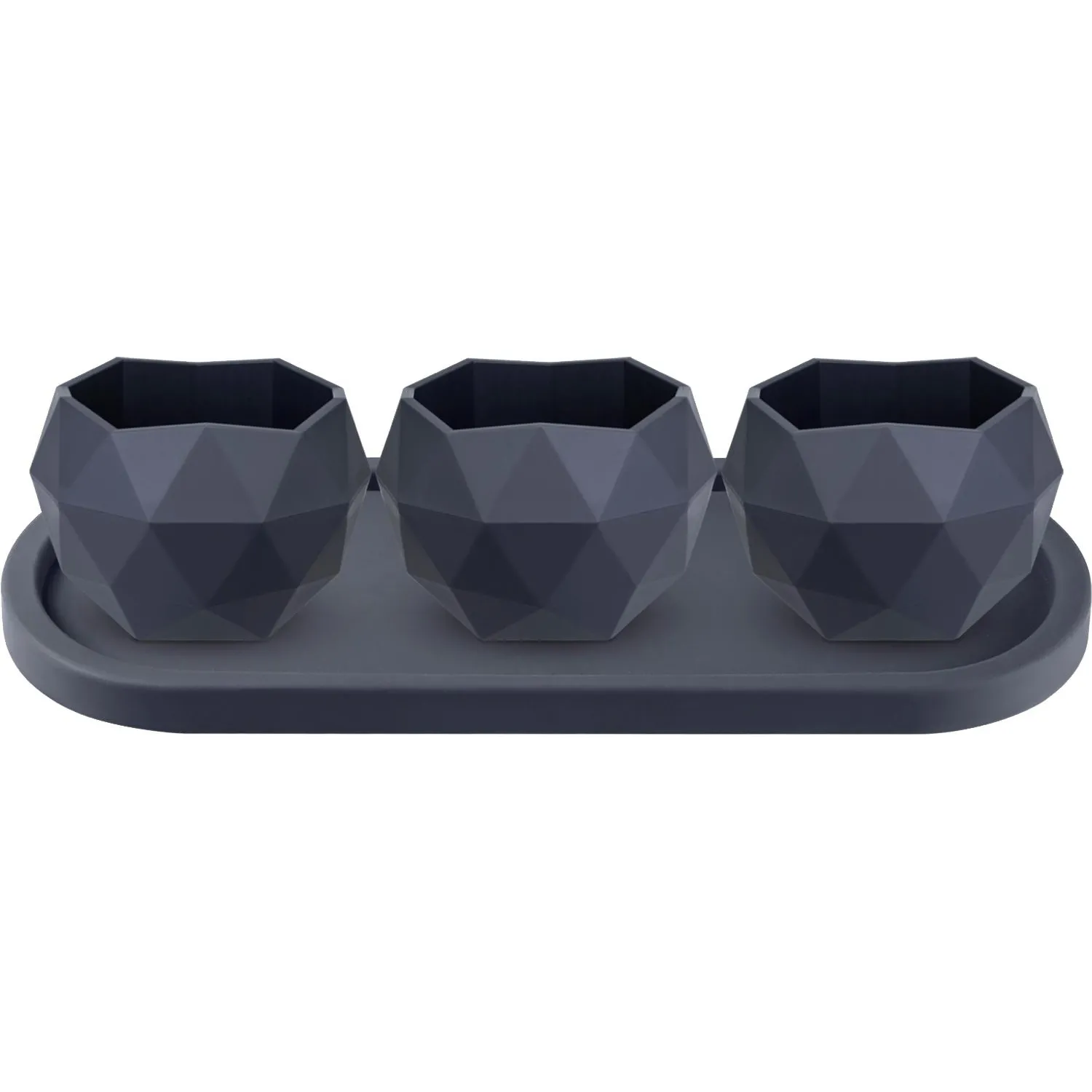 Набор кашпо Топаз (0,45л) на подставке Амалия Цв.Антрацит  3шт, КШ-0712