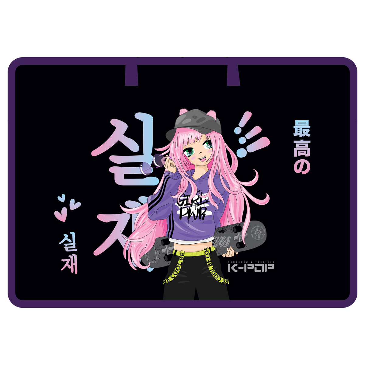 Папка для чертежей и рисунков А3 ArtSpace "Girl PWR", пластик, 85мм, на молнии