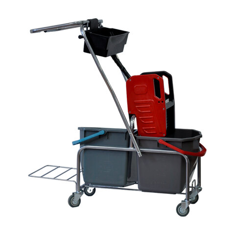 Тележка уборочная Eсо-Force, 2 ведра по 25л, отжим, лоток для химии, держатель для мешка, металлический каркас, бесшумные колеса, 22EF/6