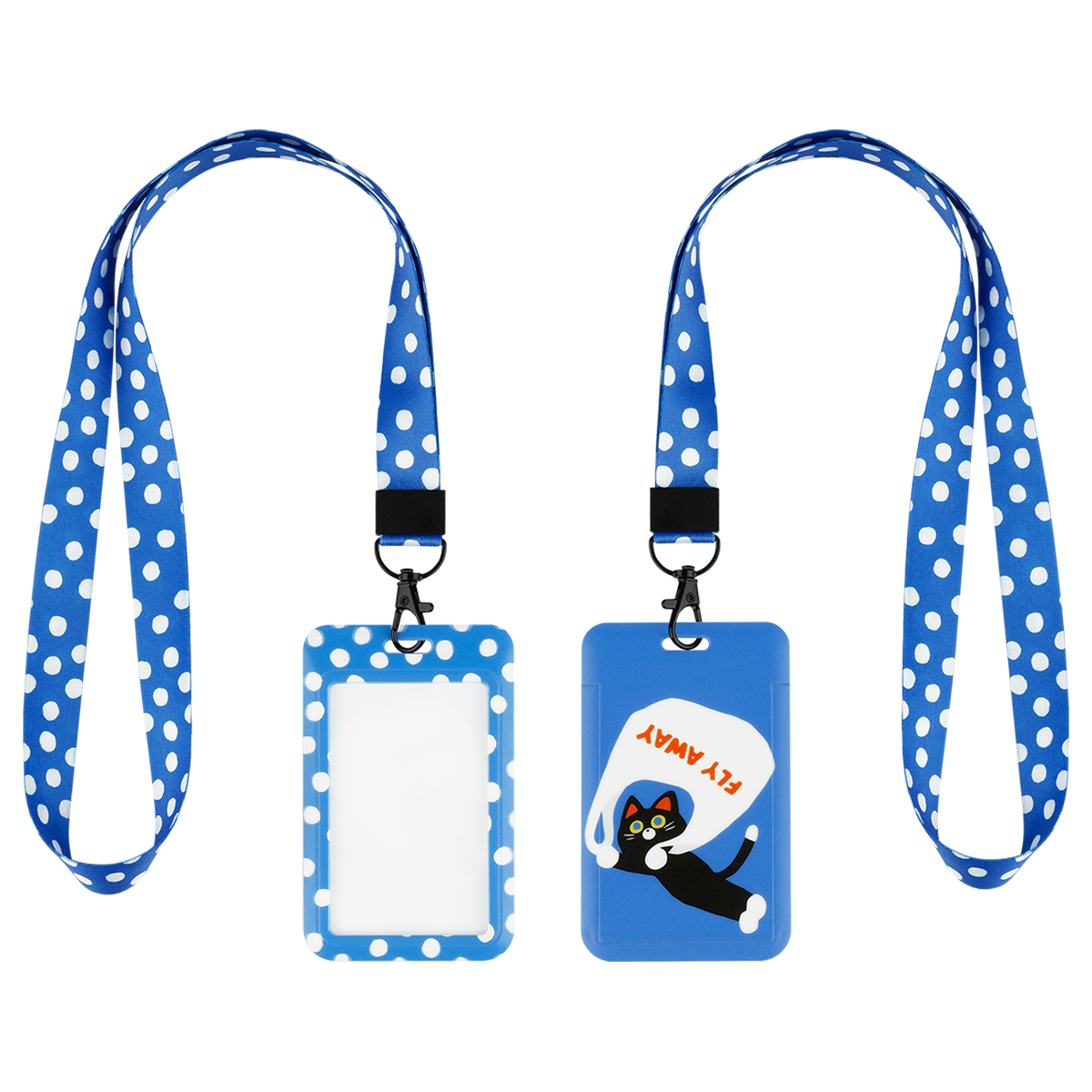 Бейдж вертикальный MESHU "FLY CAT", 110*70 мм, лента с карабином, 3D печать, опп пакет с европодвесом